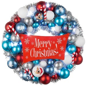 Gemmy 16.9-in Lighted Rudolph Merry Christmas Wreath Battery-operated Christmas Decor - 1 of 3