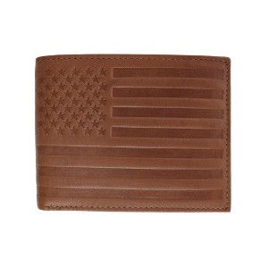 CTM Men's Leather American Flag Embossed Bifold Wallet - 1 of 4