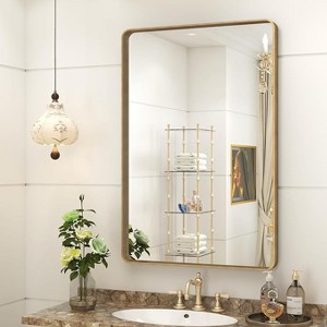 KIOTEE Rectangular Aluminum Alloy Framed and Tempered Glass Wall Bathroom Vanity Mirror in Matte Black - 1 of 4