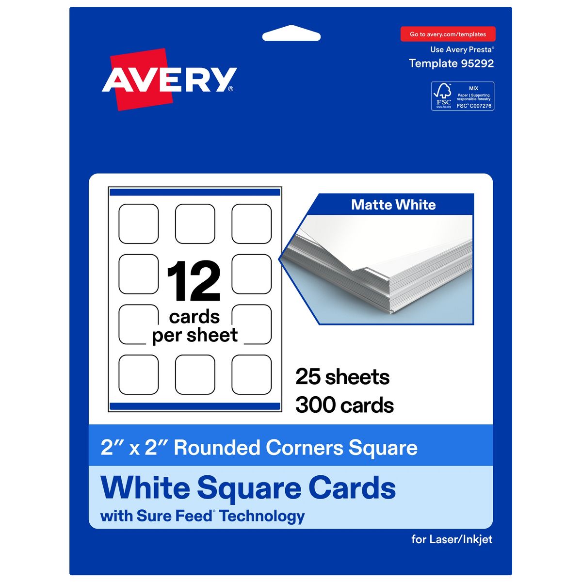 Avery Matte White Square Cards, 2" x 2" Square Rounded Corners - thumbnail 9