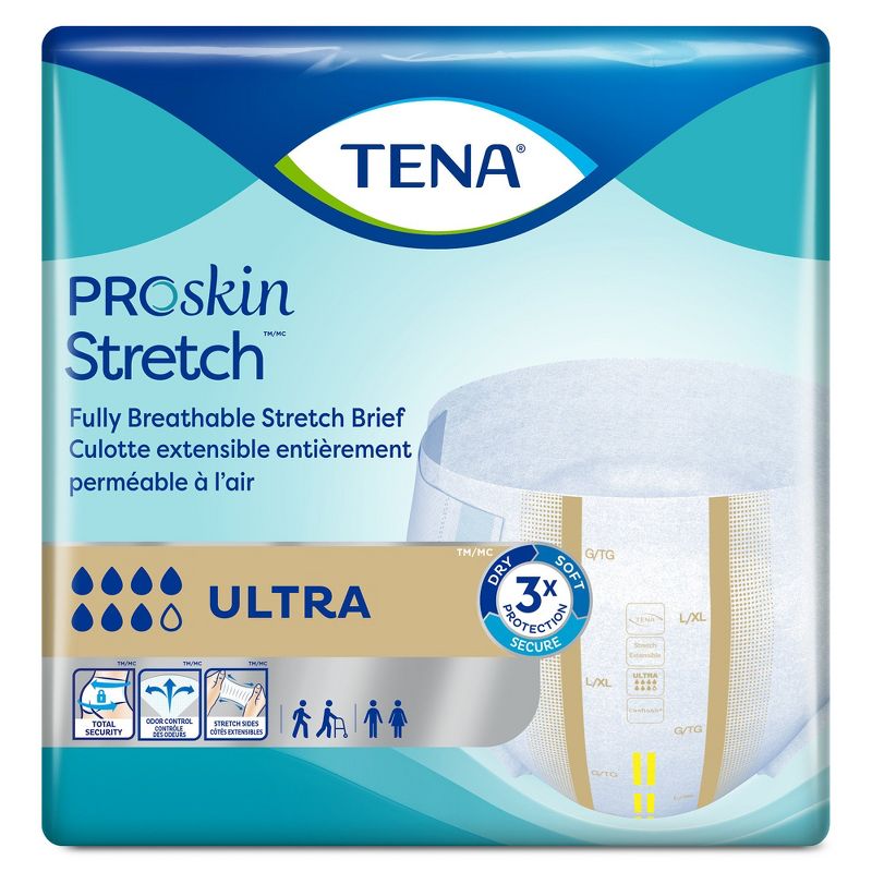 TENA ProSkin Stretch Ultra Incontinence Briefs, Heavy Absorbency, Unisex, Large/ XL, 36 Count, 2 Packs, 72 Total, 2 of 5