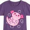 Girls' - Instant Message - Kawaii Axolotl with Bubbles Fitted Short Sleeve Graphic T-Shirt - 2 of 4