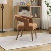 Kumasinova 25.79" W Modern Barrel Chair, Upholstered Accent Chair with Large Round Hollow Back, PU Fabric Armchair with Weathered Solid Wood Legs - 2 of 4