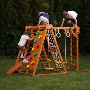 Chestnut - Outdoor and Indoor 8-in-1 Jungle Gym for Toddlers Playset Large - 1 of 4