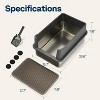 LunaLulinlk Black Extra Large Stainless Steel Litter Box with Double Litter Mat and Scoop - 3 of 4
