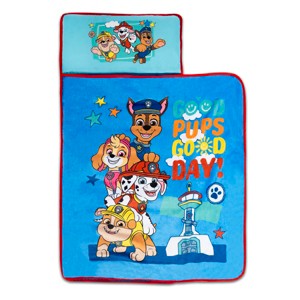NoJo Paw Patrol "Good Pups Good Day" Toddler Nap Mat - Includes Attached Pillow and Fleece Blanket, Aqua, and Blue - 1 of 4