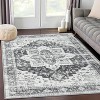9x12 Area Rug Washable, Low-Pile Rug with Non-Slip Rubber Backing, Boho Vintage Style, Ideal for Bedroom Living Room Home Office Playroom, Blue - 3 of 4