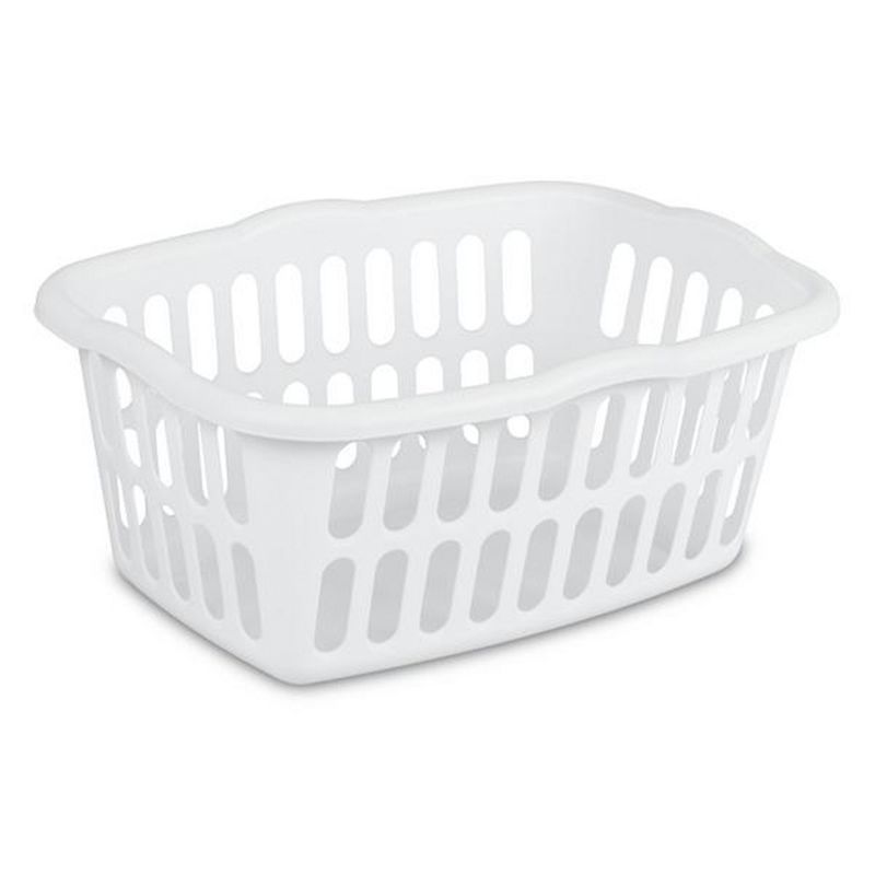 Sterilite 1.5 Bushel Rectangular Laundry Basket, Plastic, Classic Design for Carrying Clothes to and from the Laundry Room, White, 12-Pack, 2 of 7
