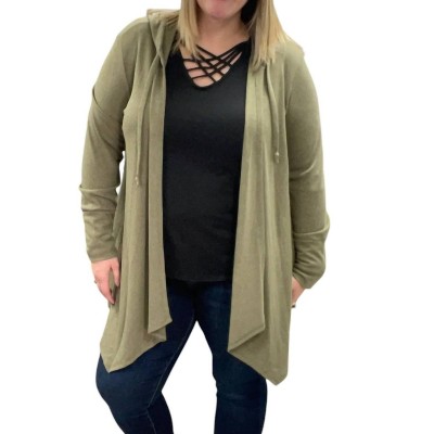 Women's Long Sleeve Hooded Cardigan - honeyme
