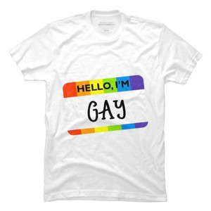 Adult Design By Humans Hello I'm Name Tag Rainbow Pride By MINHMINH T-Shirt - 1 of 2