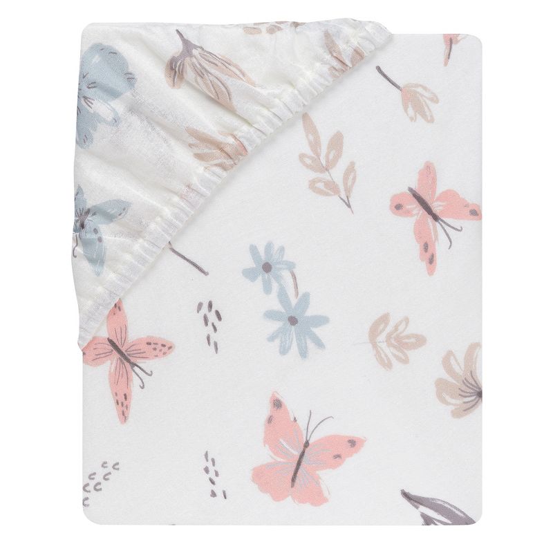 Lambs & Ivy Baby Blooms Watercolor Floral/Butterfly Cotton Fitted Crib Sheet, 3 of 6