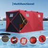 TackView Pop Up Ice Fishing Tent with 49Ft LED Light Strip, Windproof Portable Hub Design, Fits 2-3 People, Red & Black - 4 of 4