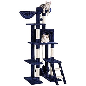 rabbitgoo Cat Tree Cat Tower 61" for Indoor Cats, Multi-Level Cat Condo with Hammock  Toys for Play Rest, Navy Blue - 1 of 1