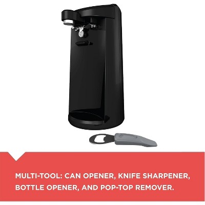 Black Extra-Tall Plastic Electric Can Opener with Multi-Tool