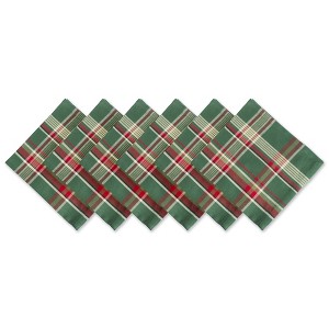 Design Imports  Christmas Plaid Napkin Set 6 Piece, Dark Green, 18X18" - 1 of 4