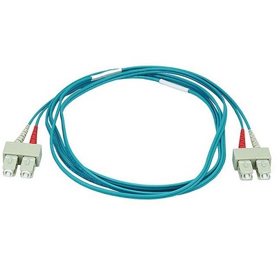 Monoprice Fiber Optic Cable - 2 Meter - Aqua | SC to SC, OM3, 50/125 Type, Multi Mode, 10Gb, Duplex