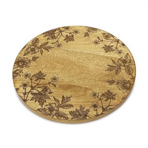Floral Etched Mango Wood Tray - 1 of 2