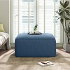 Vynxaria Modern Corduroy Square Ottoman with Dense Foam Padding and Pocket Coil Springs,Navy Blue - 2 of 4