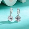 Sterling Silver Moissanite Snowflake Drop Earrings White Gold Plated Hoop Dangle Jewelry for Women - 4 of 4