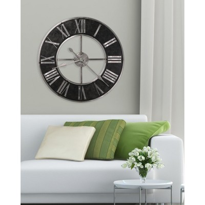 Dearborn 32" Black and Silver Metal Wall Clock