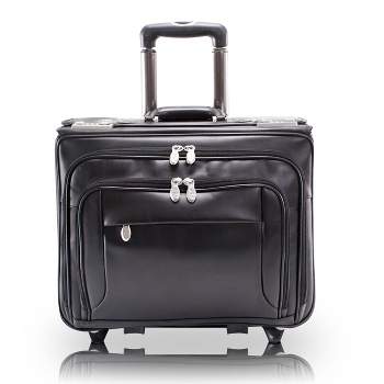 McKlein Sheridan  Leather Patented Detachable - Wheeled Catalog Briefcase (Black)