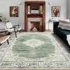 Washable Area Rug with Rubber Backing Low Pile Floral Vintage Rug Large Foldable Stain Resistant Indoor Carpet for Living Room Bedroom - 2 of 4