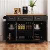 JUJABU 54'' Large Kitchen Island with Rubber Wood Drop Leaf, Rolling Cart with Embossed Texture, 4 Wheels, 4 Doors & 3 Drawers - 3 of 4