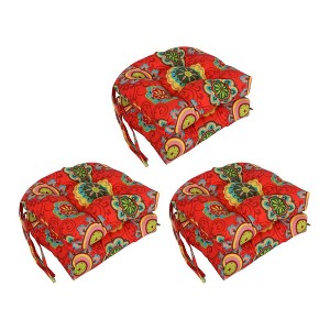 Blazing Needles, 16-inch Spun Polyester Patterned Outdoor U-shaped Tufted Chair Cushions (Set of 6) - 1 of 2