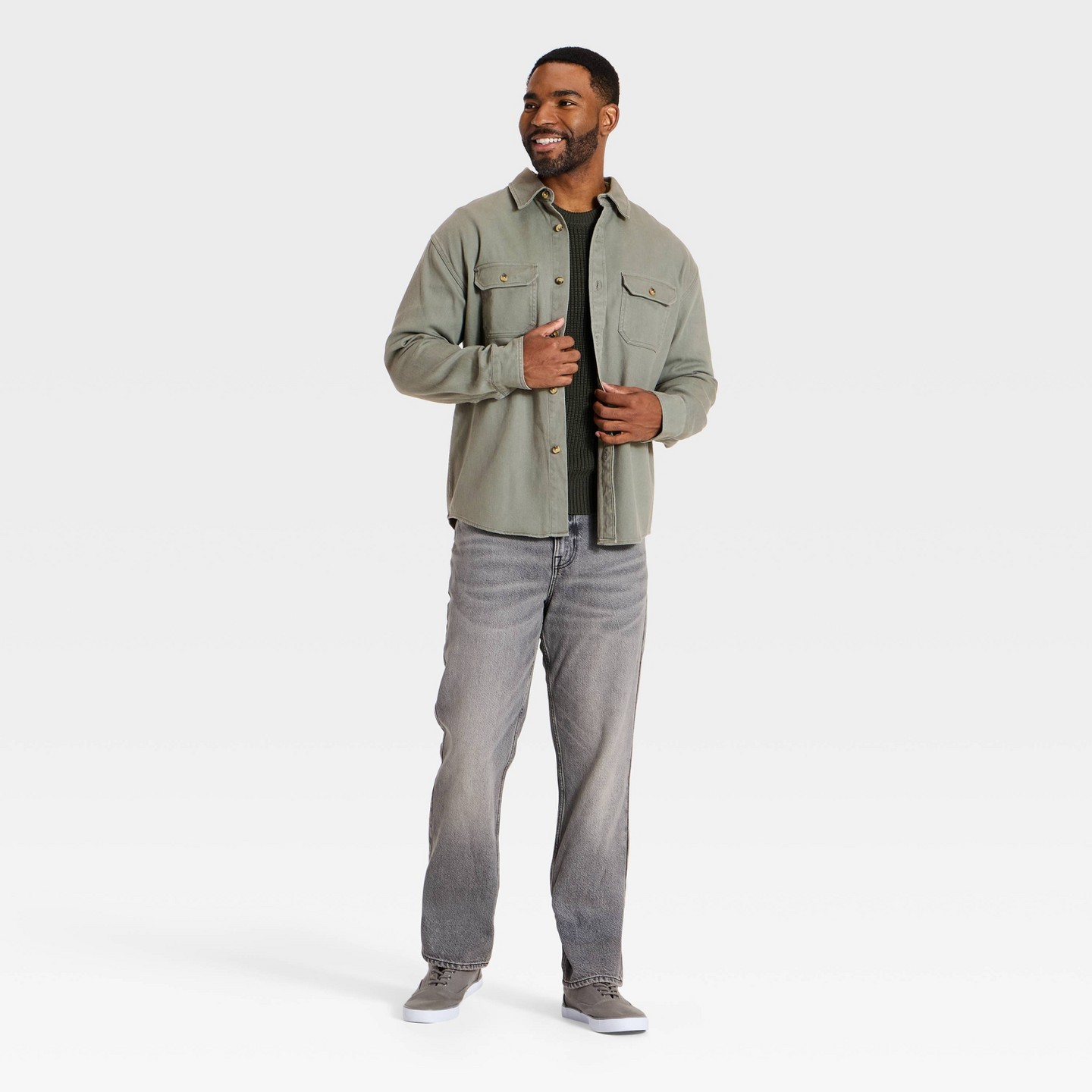 Мужская куртка Goodfellow & Co Vintage Long Sleeve Utility Shirt Jacket, цвет: Зелёный — фото 3