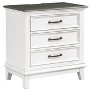Vynxaria Chesterton Collection Nightstand, 2 Tone Antique White/Dark Brown, 3 Dovetail Drawers, Power Outlet and USB - 3 of 4