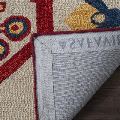 Ivory Geometric Hand-Tufted Wool Area Rug 8' x 10'