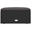 vidaXL Patio Footstool with Cushion Black Poly Rattan - 3 of 4