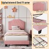Acekool Kids Twin Bed Frame with Corduroy Headboard, Velvet Upholstered Platform, Slat Support, No Box Spring Needed, Easy Assembly - 4 of 4