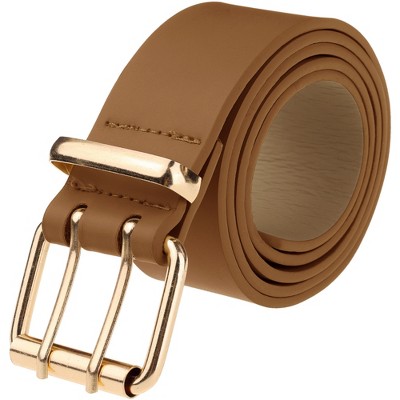 INSPIRE CHIC Women's Faux Leather Double Grommet Punk Rock Metal Octagon Waist Belts for Jeans