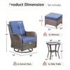 Buenhomino Outdoor Swivel Rocker Patio Chairs of 2 with Thick Cushions and Side Table, Swivel Outdoor Chairs 5PCS High Back Wicker Patio Furniture Set - 3 of 4