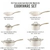 BRINJOY Premium 10-Piece Nonstick Cookware Set - PFA-Free Ceramic Coating, Enameled Aluminum with Gold Handles (Linen White) - 2 of 4