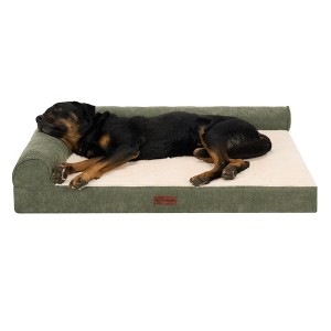 Plush & Grid Cord Orthopedic Deluxe L-Chaise Pet Bed for Dogs and Cats - 1 of 4