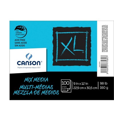 Canson XL Mixed Media Paper, 9 x 12 Inches, 100 Sheets