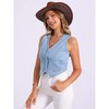 INSPIRE CHIC Women's V Neck Sleeveless Button Down with Pockets Denim Vest - 2 of 4