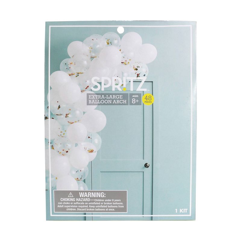 45ct Large Balloons Garland Arch with Confetti White - Spritz&#8482;, 1 of 7