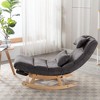 Solid Wood Ergonomic Rocking Chair, PU Accent Chair with Retractable Footrest - Maison Boucle - 2 of 4