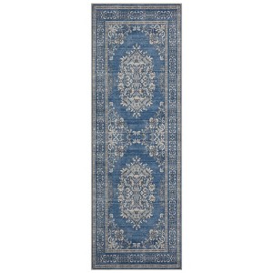 Coolmee Bohemian Vintage Runner Rug for Hallway,Machine Washable Carpet Runners Kitchen Floor Mat for Entryway Bedroom LaundryBlue - 1 of 4