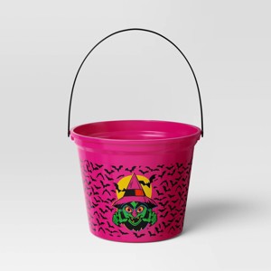7.64" Witch Halloween Plastic Trick or Treat Pail Dark Pink - Hyde and EEK! Boutique™ - 1 of 4