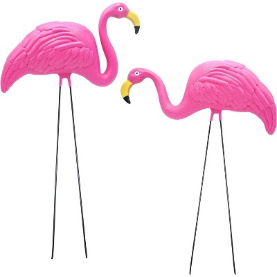 4E’s Novelty Vibrant Pink Flamingo Yard Decorations – Set of 2 Large 24" Lawn Ornaments for Tropical Flair, Garden, or Outdoor Decor