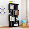 4 Tier Bookshelf, Tall Geometric Bookcase, Wooden Standing Shelf, Modern S-Shaped Decorative Storage Shelving For Bedroom, Living Room, Home Office - 3 of 4