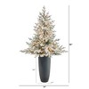 Nearly Natural 5-ft Flocked Fraser Fir Artificial Christmas Tree with 300 Warm White Lights and 967 Bendable Branches in Gray Planter - 2 of 3