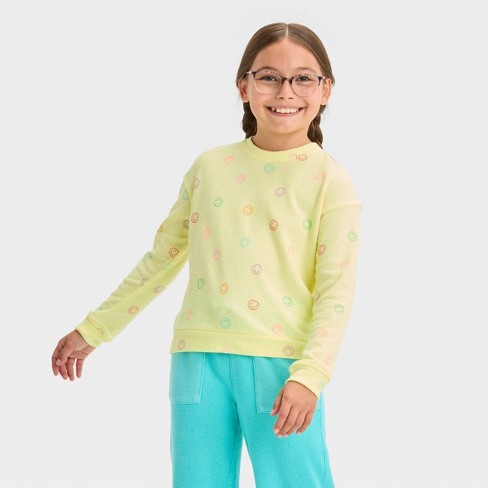 Girls' French Terry Valentine's Day Floral Hearts Pullover Sweatshirt - Cat  & Jack™ Pink : Target