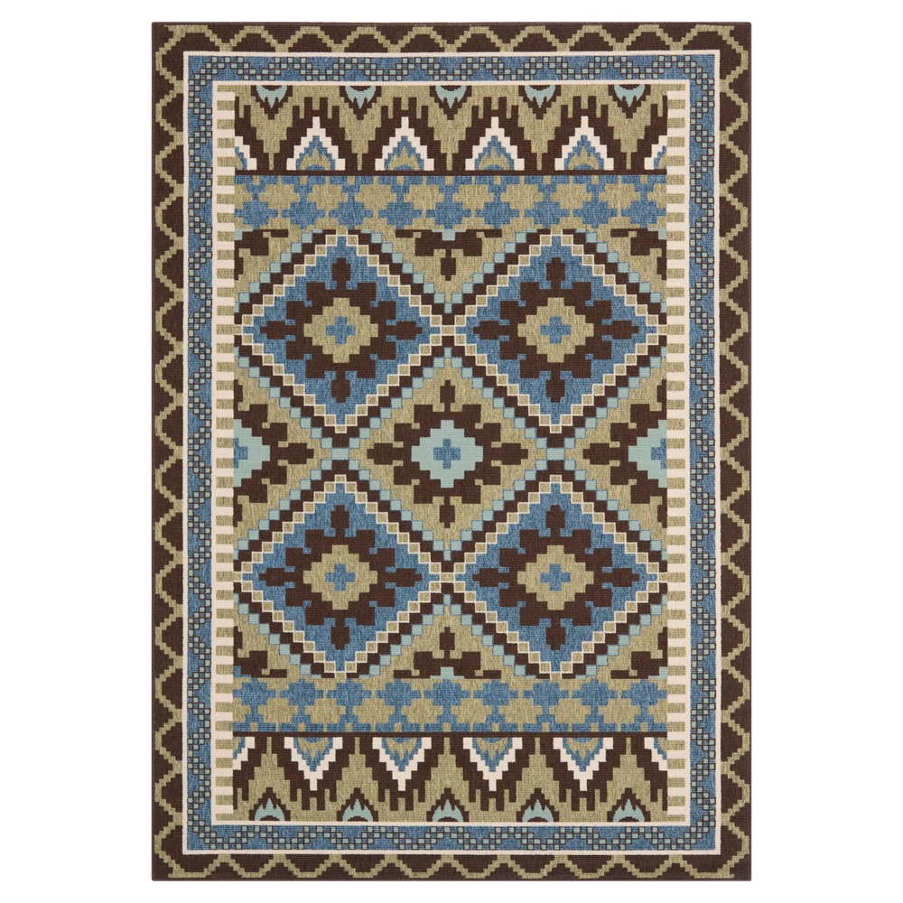 Saleem Indoor/Outdoor Area Rug - Green/Chocolate (5'3inx7'7in) - Safavieh