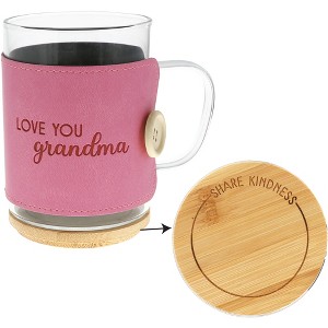 Pavilion Gift Company - Grandma - 16 oz Wrapped Glass Mug with Coaster Lid - Drinkware - 1 of 4