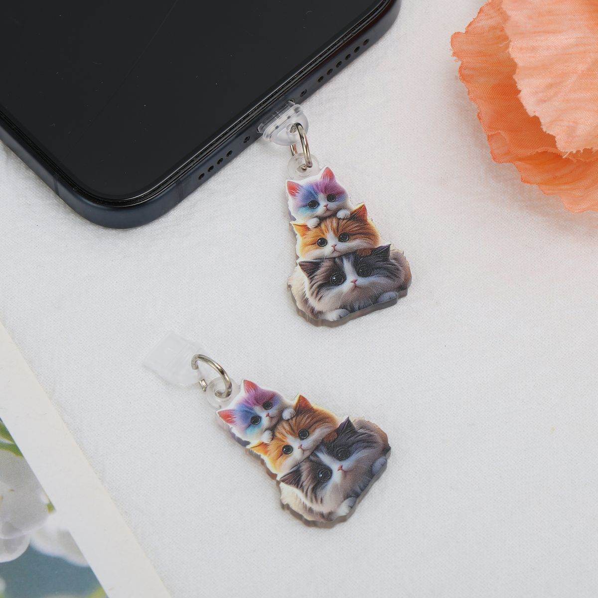 Unique Bargains Cat Pendants Dust Plug Charm for Type-C Colorful 2 Pcs - thumbnail 3